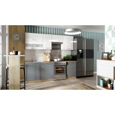 Virtuves komplekts TIFFANY 240, pelēks glancēts/balts glancēts